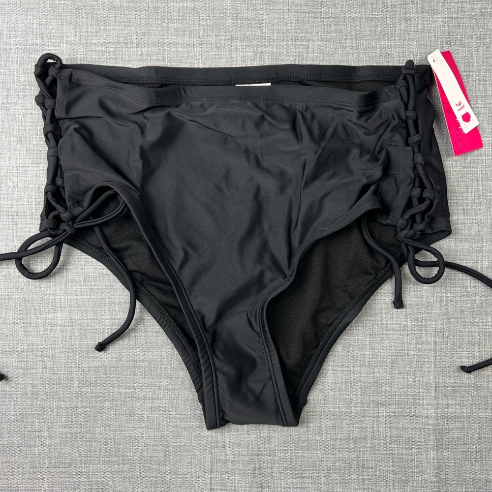 Xhiliration High Waist Side Tie Bikini Bottom Plus Size 14W 16W/18W 20W/22W - Picture 2 of 5